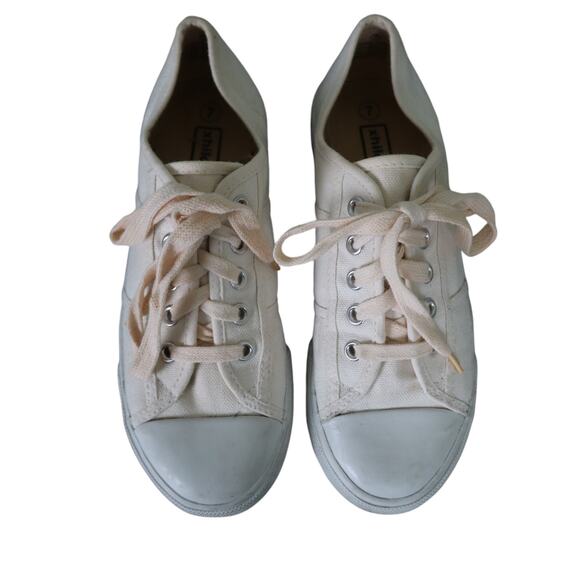 Xhilaration Womens Y2K Chunky Platform Canvas Sneakers Size 7 Off White Lace Up - Picture 3 of 10